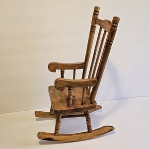 Vintage Wooden Doll Rocking Chair Spindle Back very nice.